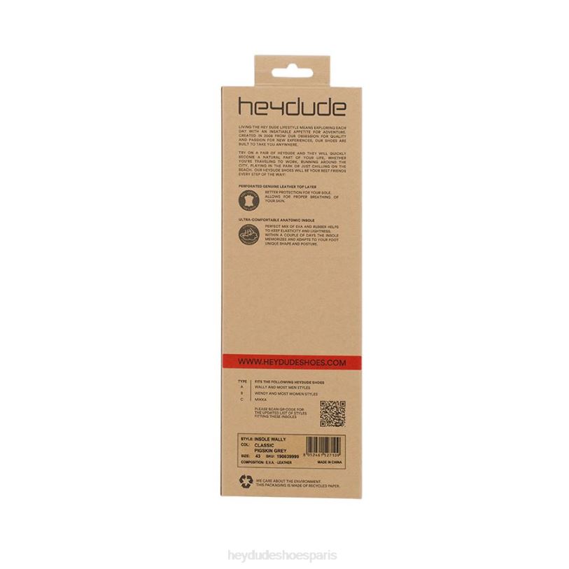 Hey Dude unisexe semelles classiques Wendy Z628B292 accessoire gris